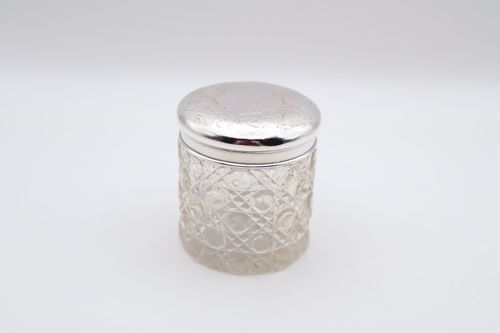 Antique Sterling Silver Topped Glass Jar Hallmarked Chester — image 1