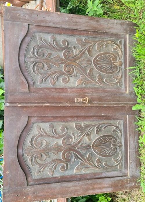 Pair Antique Walnut Carved Doors. Arts & Crafts Art nouveau