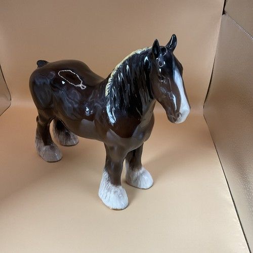 Vintage Beswick Shire Mare Horse Figurine - Brown Gloss - Model 818