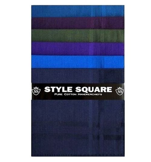 STYLE SQUARE MENS MULTI COLOUR  100% COTTON HANKIES 43X43 CM SET OF 6