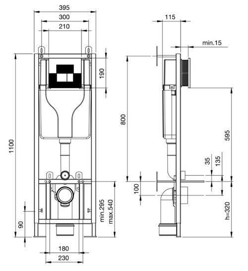 Concealed Cistern WC Universal Frame Wall Hung Toilet Gold Flush Push Button — image 6
