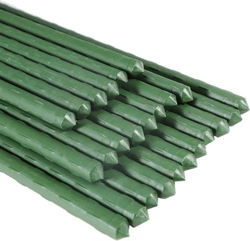 10 x Green Garden Plant Stakes Metal Plastic Coated Climbing Support Cane Pole