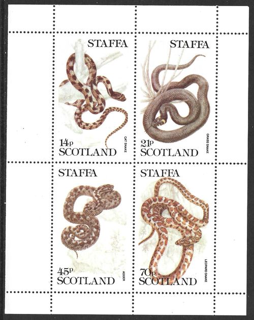 Staffa Scotland, Snakes, MNH M/S Sheet #M1931 — image 1