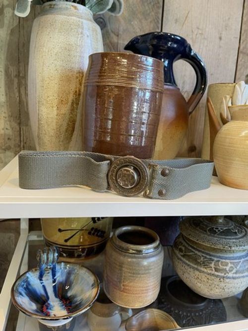 Vintage Polish Boy Scout Green Belt And Metal Buckle