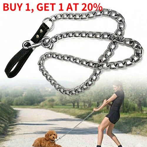 Heavy Duty Metal Chain Dog Lead With Handle Long Strong Control Leash 0.2*120cm