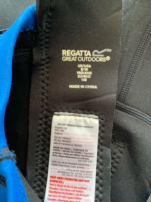 Regatta Great Outdoors Kids Shortie Wetsuit Blue/Black Back Zip UK/USA 9-10 — image 5