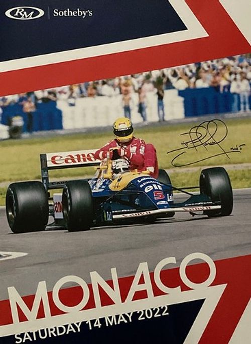 Nigel Mansell signed 'Taxi for Ayrton Senna' Monaco poster 60x40cm BGP Formula 1