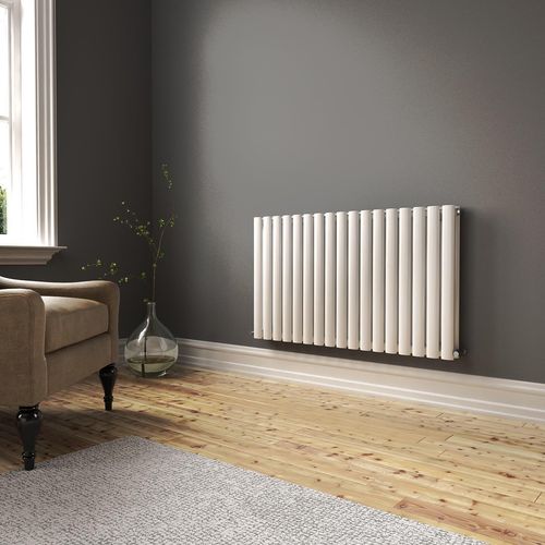 Radiator Horizontal Double Panel Oval Column Designer White Rad Central Heating — image 2