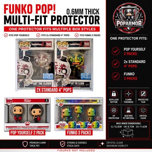 Funko Pop Protector 0.6mm Case Fits Pop Yourself | Dual 2x Standard 4" | 3 Pack