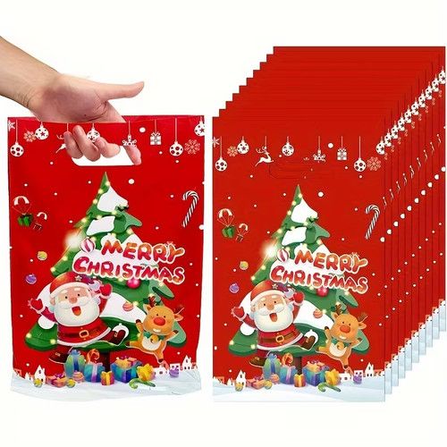 10 x Christmas Gift Bags Shimmering Beaded Xmas Present Bags