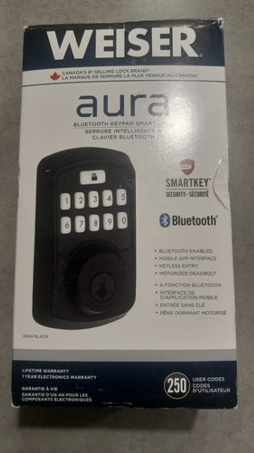 Weiser Aura Bluetooth Keypad Smart Door Lock Deadbolt Iron Black FOR PARTS ONLY