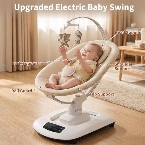 Electric Baby 5 Swing Speed Infant Music Cradle Bouncer Chair Rocker Remote Blue
