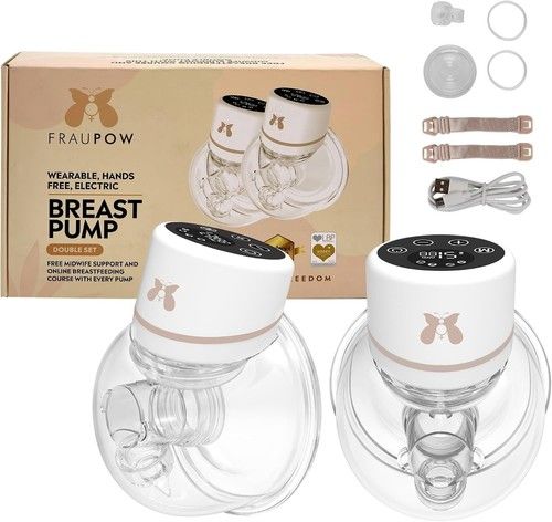 Fraupow Double Wearable Electric Breast Pump Hands Free 4 Modes & 12 Intensity