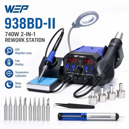 WEP  Digital  Soldering Station 2in1 Soldering Iron Hot Air Rework Tool Set