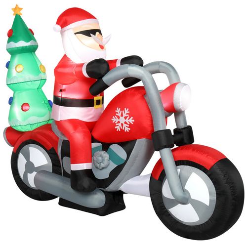 6FT Inflatable Santa Claus Riding Motorcycle Christmas Outdoor Garden LED Decora — image 8