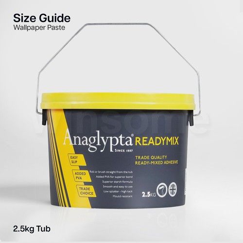 Ready Mixed Wallpaper Paste Strong Thermal Adhesive Easy To Use 2.5 Kg 5 Kg Tubs
