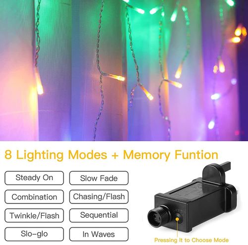 Christmas Lights 240 LED Icicle Waterfall Snow Chaser Outdoor Xmas Home Decor — image 2