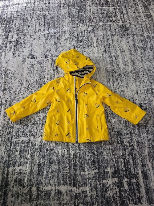 Little Me 24 Month Old Nautical Themed Yellow And Navy Blue Rain Coat — image 1