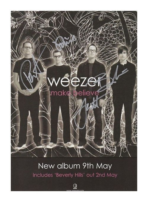 WEEZER ENTIRE GROUP AUTOGRAPHED SIGNED A4 POSTER PRINT — image 1