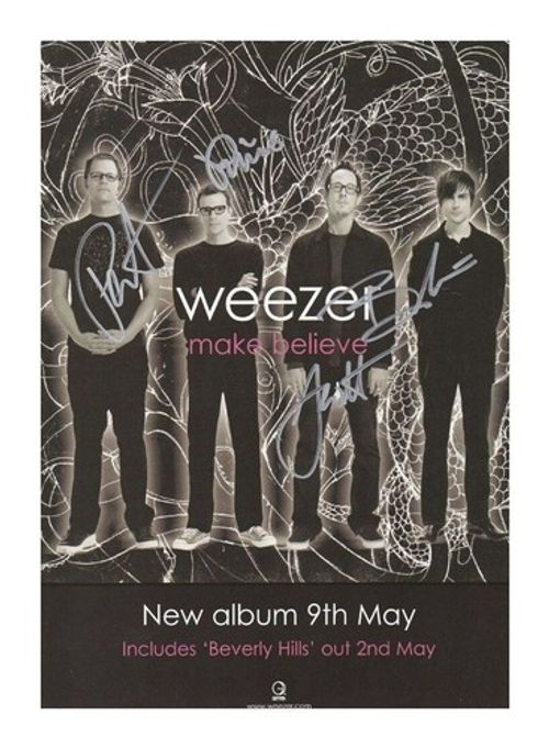 WEEZER ENTIRE GROUP AUTOGRAPHED SIGNED A4 POSTER PRINT