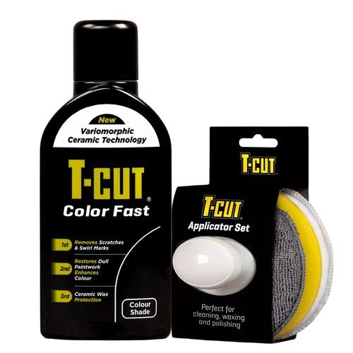 T-Cut Color Fast Black Ceramic Wax Polish Scratch Remover 500ml + Applicator