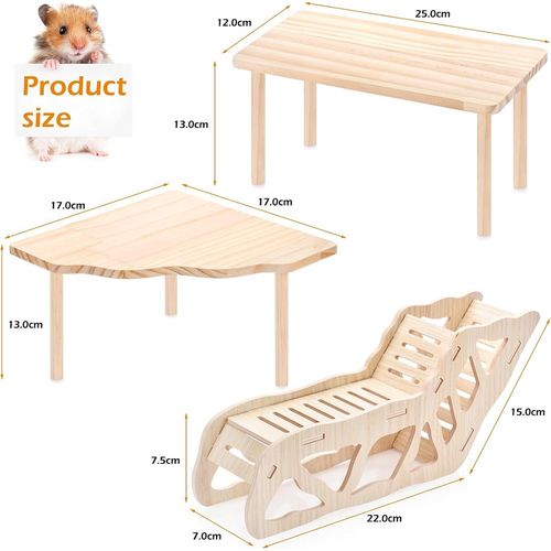 3PCS Wooden Hamster Game Platform Kit , Hamster Cage Accessories Brand New UK — image 2