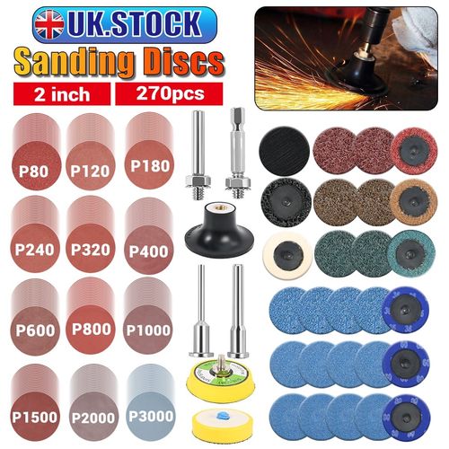 270 Pcs 50mm 2 inch Type R Quick Change Discs Die Grinder Sanding Pads UK — image 2