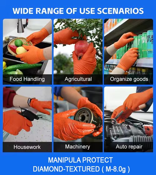 Disposable Orange Extra Strong Thick Diamond Grip Nitrile Gloves  Mechanic of 50 — image 5