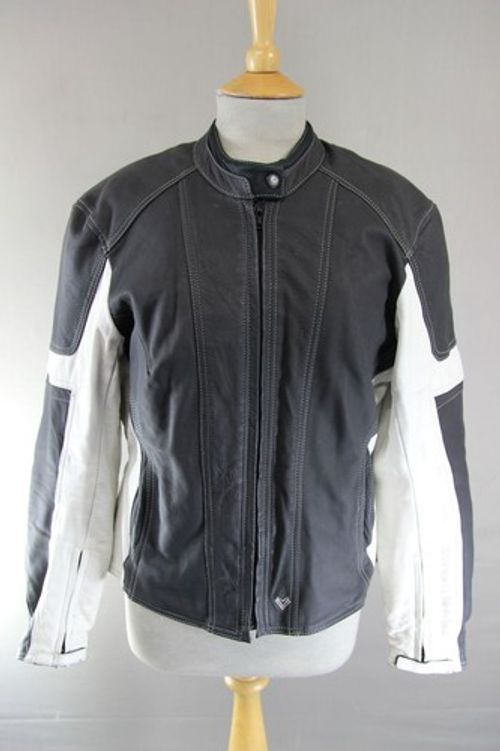 FRANK THOMAS LADY LEATHER BIKER JACKET WITH CE ARMOUR & THERMAL LINING: SIZE 14