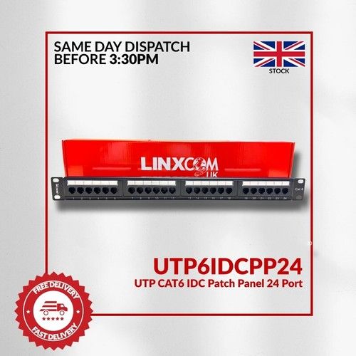 Network Patch Panel 24 Port, 19 inch 1U Cat6 UTP  IDC