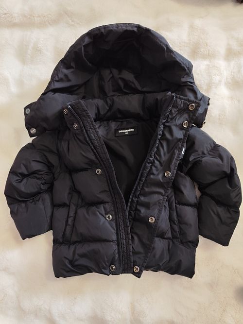 DSQUARED2 Black Hooded Down Puffer Jacket Zip Logo 12-18 Months — image 4