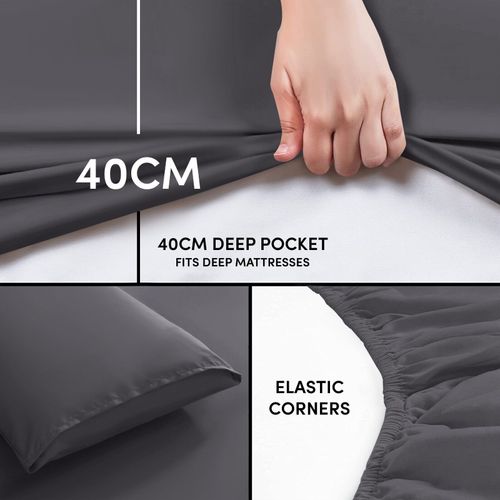 2 PACK Extra Deep 40cm Fitted Sheet Full Bed Sheets Single Double King All Sizes — image 3