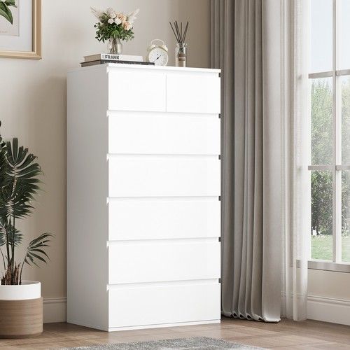Chest of Drawers Bedroom Dresser Furniture with 7 Drawers Tall Storage Cupboard