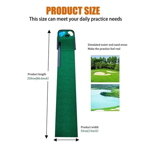 Golf Putting Mat with Auto Ball Return 220x33cm Indoor Practice Training Aid UK — image 3