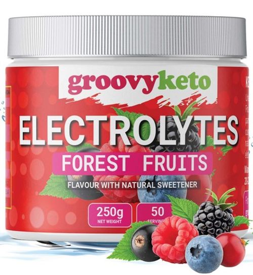 Groovy Keto Electrolytes Powder Forest Fruit Flavour 250g 50 Servings Sugar Free