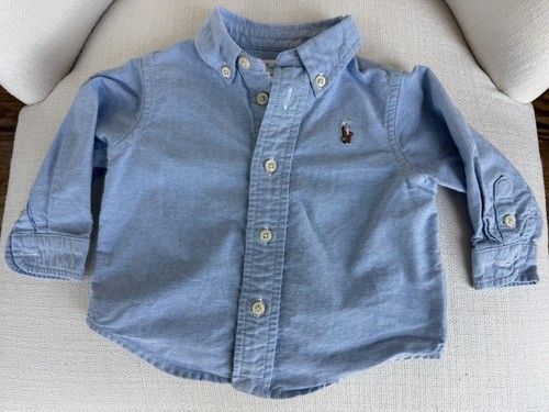 Polo Ralph Lauren Baby Toddler Boys 6M Blue Oxford Button Down Shirt Long Sleeve