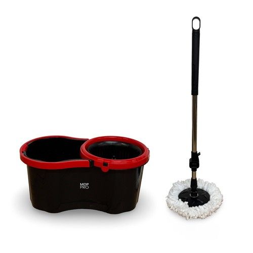 SPIN MOP 360° FLOOR BUCKET SET MAGIC MICROFIBER ROTATING DRY HEADS WITH 2 HEADS