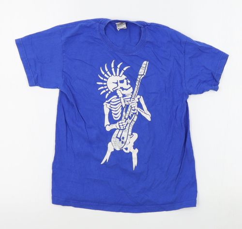 Boys UK Size 7-8 Years Fruit of the Loom Blue Basic T-Shirt — image 1