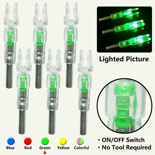 12/6PC Automatic LED Shooting Archery Arrows Lighted Nocks 6.2mm Arrow Nock Tail