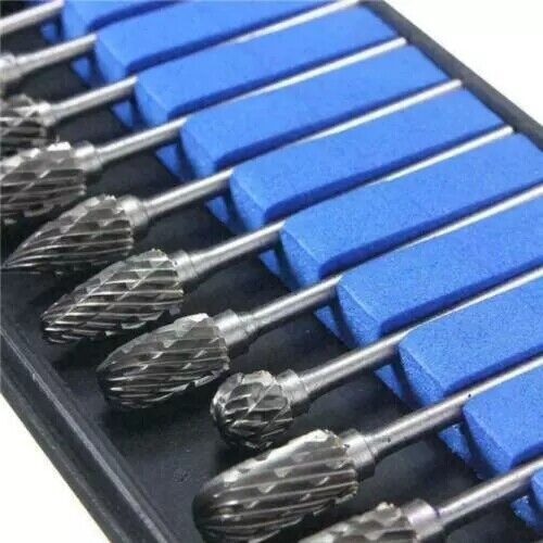 Tungsten Carbide Burr Rotary Drill Bits Set 10pcs/Set UK Shank Cutter Files Tool