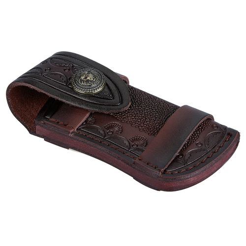 4in Folding Knife Holder Sheath Leather Storage Pouch + Snap Closure Belt Loop c — image 3
