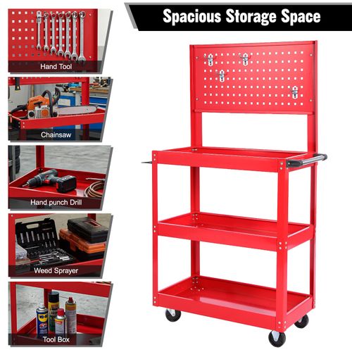 Heavy Duty Tool Storage Trolley Wheel Cart 3 Tier Shelf Cabinet Drawer Workshop — image 7