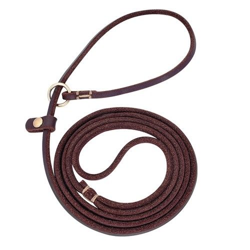 Genuine Leather Dog Slip Lead Indestructible Thin Long Walking Training Dog Lead