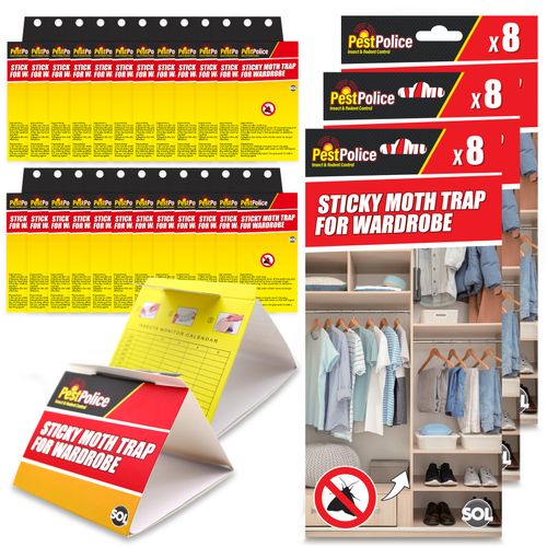 8-24pk Sticky Moth Traps Hanging Pheromone Clothes Wardrobe Pantry Pest Killer — image 1