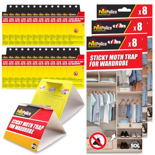 8-24pk Sticky Moth Traps Hanging Pheromone Clothes Wardrobe Pantry Pest Killer