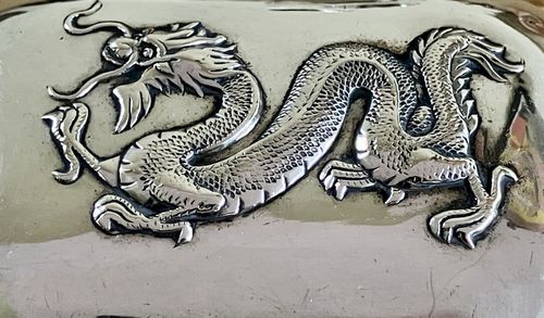 Rare Antique Chinese Export Silver Repousse Dragon Soap Box Lien Hing Circa 1900 — image 6