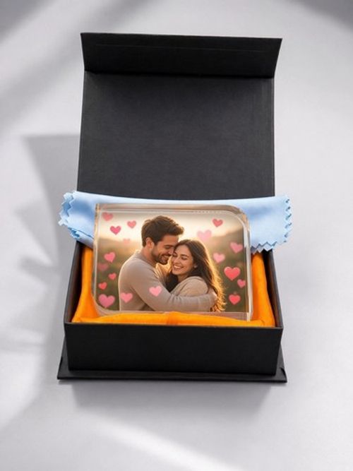 Personalised Crystal Glass Photo Block Custom Photo Gift with Box & Cloth