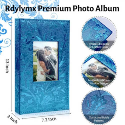 Photo Album for 4x6 Photos – 300 Pockets, Faux Leather Cover, Black Inner Pages — image 2