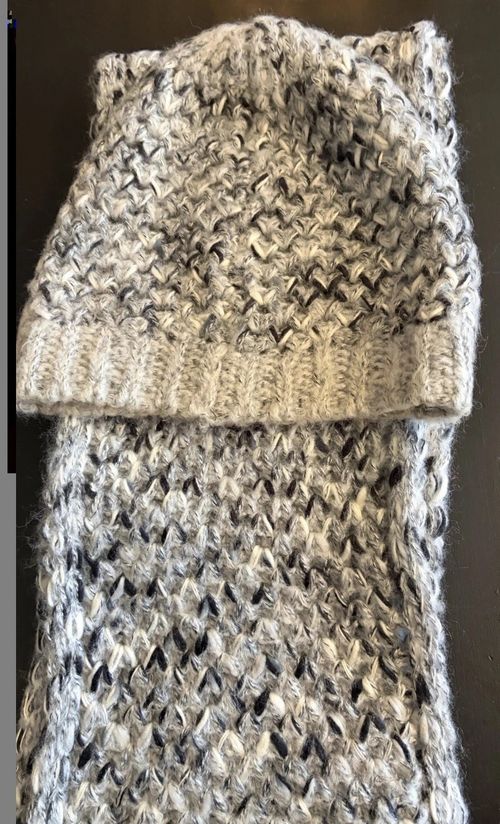 M&S Womens 2pc Knitted Hat & Scarf Set Grey/Black Marled Winter One Size — image 2