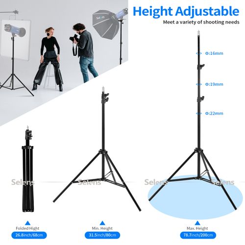 2PCS 79" Light Stand 2M Tripod Adjustable Photo Photography LED Flash Studio Bag — image 4